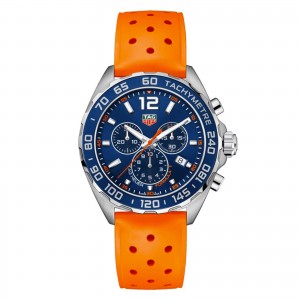 TAG Heuer montre homme formula 1 chronograph 43mm bracelet caoutchouc orange CAZ1014.FT8028